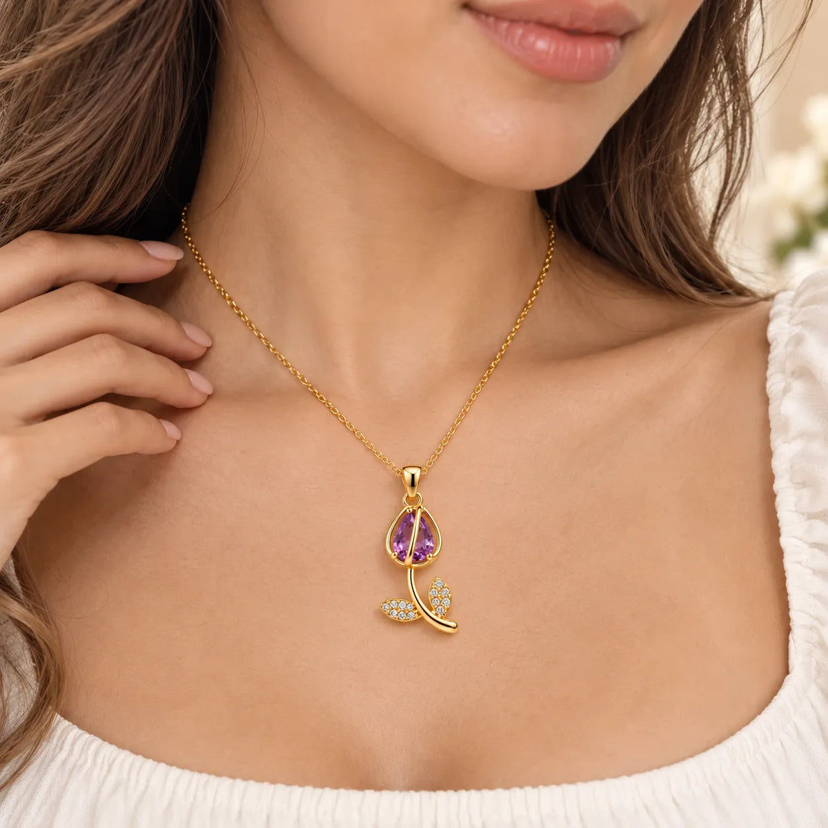 Collar Flor Tulipan Colores + CAJAREGALO