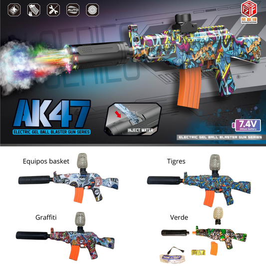 🎨🔥🔫 PISTOLA DE HIDROGEL AK47 / LUCES Y HUMO 🎨🔥🔫