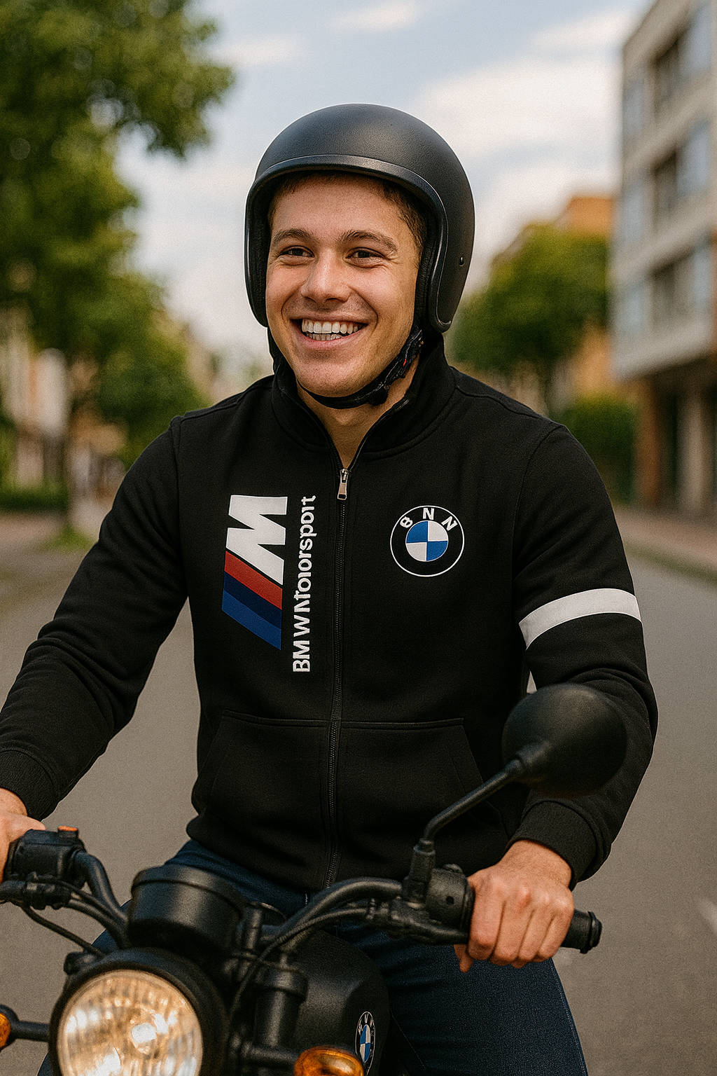 BUZO BMW REFLECTIVO ESTAMPADO CUELLO ALTO