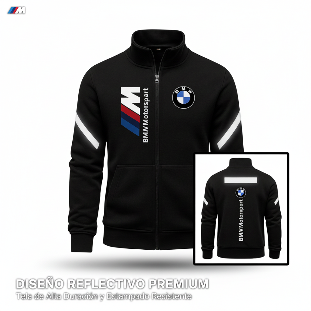 BUZO BMW REFLECTIVO ESTAMPADO CUELLO ALTO