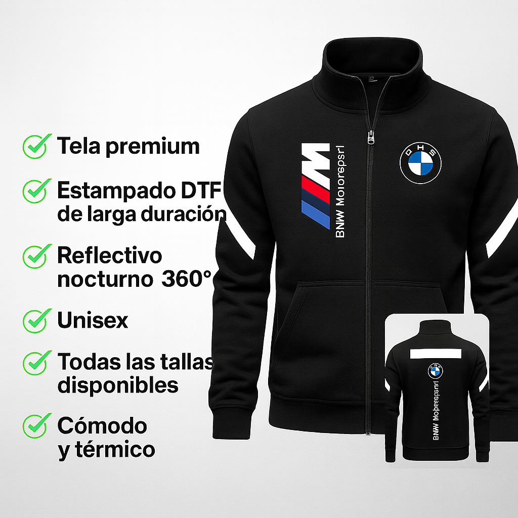 BUZO BMW REFLECTIVO ESTAMPADO CUELLO ALTO