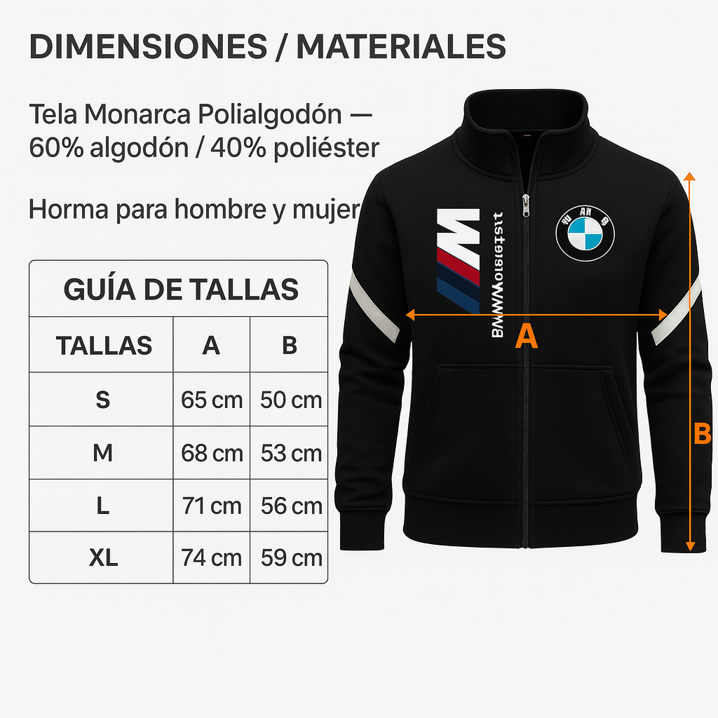 BUZO BMW REFLECTIVO ESTAMPADO CUELLO ALTO