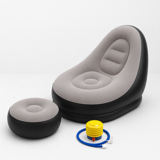 🎄🛋️SILLÓN INFLABLE CON PUFF REPOSAPIÉS🛋️🎄